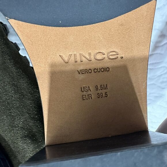 VINCE Falco Green Suede Padded Hiking Combat Military Boots Leather Heel Sz 9.5 - Picture 2 of 8